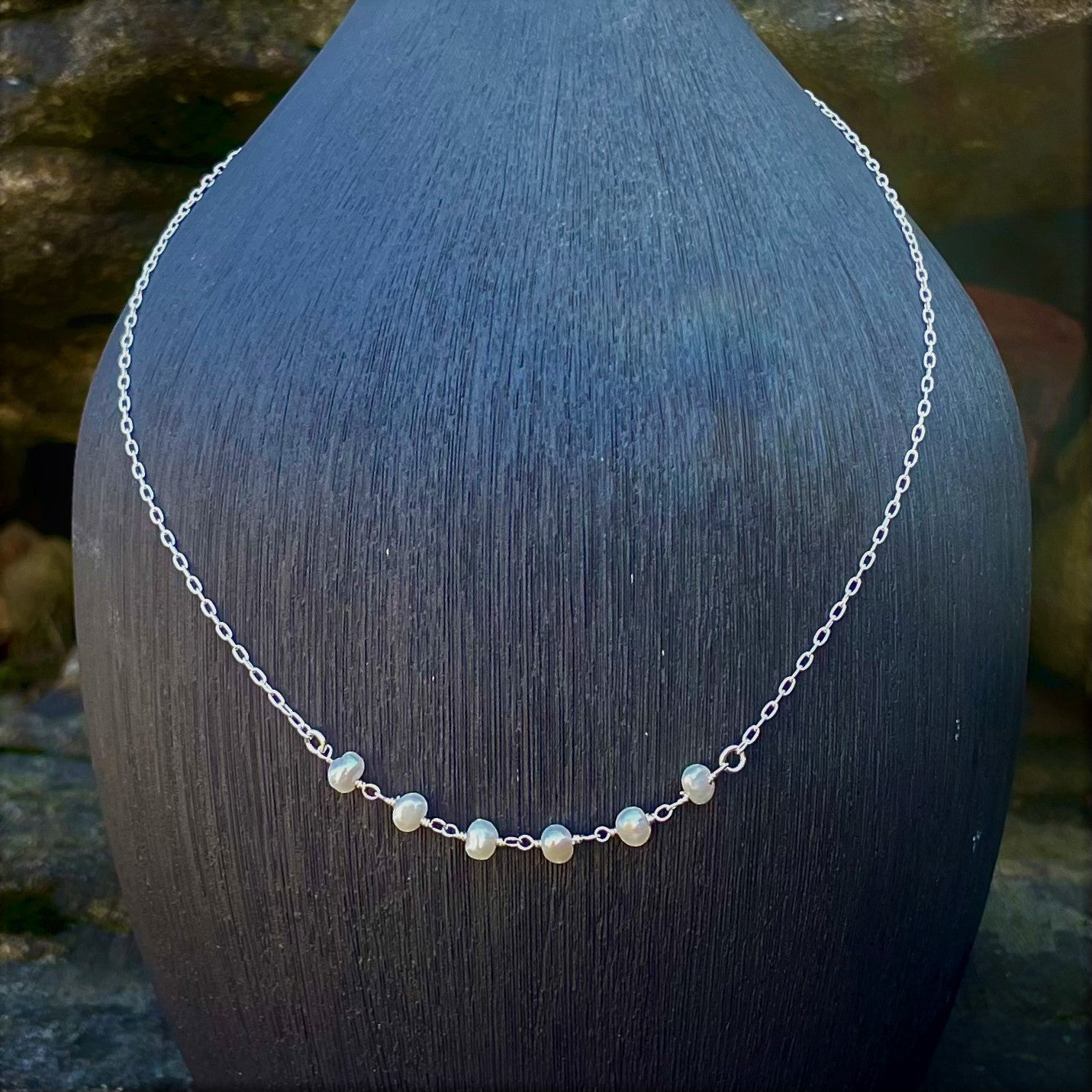 Sterling Silver Choker with White Freshwater Pearls – Eleven Graces